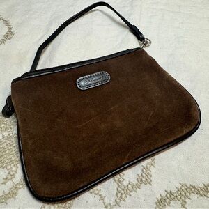 Fossil Suede Leather brown wristlet with black strap